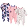 3Pack Winter Toddler Baby Boys Girls Long Sleeve Cotton Wrapped Foot Climbing Onesie Romper Clothes Outfits i 012 månader 240307