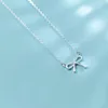 Hängen 925 Sterling Silver Lovely Bow Knot Pendant Necklace For Girls Women Fashion Jewelry Gift D3861257Y