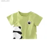 T-shirty Baby Boys Summer T-shirty kreskówka panda okrągła szyja Krótki rękaw dla niemowlęcia chłopcy Top Western Style cienki swobodny małe koszulki L240311