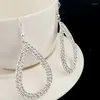 Dangle Oorbellen Klassieke Grote Drop Bruid Watervorm Kristal Voor Vrouwen Strass Bruiloft Oorbel Sieraden