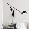 Скандинавские настенные светильники в стиле арт-деко, железный светодиодный настенный светильник для спальни, светильник, бра, настенный светильник, вращающийся длинный кронштейн, E27 Lamp184z