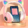 سماعات الهاتف الخليوي فلاش ضوء لطيف Cat أذن لاسلكية التحكم في أذن أذن LED و Girls Stereo Music Helled Mobile Bluetooth Gifth240312