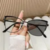 Sunglasses Cat Eye Anti Blue Light Glasses Ultra-Light Eyeglass Frame Vintage Triangle Metal Color Change Protection Spectacles