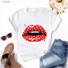 女性のTシャツの女性ハラジュクトップサマートップグラフィックTEES女性唇カイイTシャツ服ガールマウスTシャツ出荷240311
