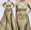 Nowe muzułmańskie sukienki na bal maturalne Eleganckie dwa kawałki długie rękawy wieczorne suknie imprezowe z odłączonym pociągiem arabskie niestandardowe vestidos de5113190