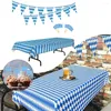 Tischdecke, bayerische Party-inspirierte Oktoberfest-Abdeckung, Streamer-Banner und Zahnstocher-Flaggen-Set, Kunststoffmaterial für den Innen- und Außenbereich