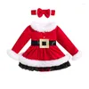 Одежда наборы Pudcoco детские девочки 2PCS Рождественские наряды с длинным рукавом меховой отдел