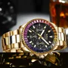 Horloges BIDEN Iced Out Herenhorloges Tophorloge Stralend Casual Goud voor heren Quartz stalen bandklok