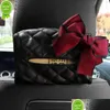 Other Interior Accessories New Cute Bowknot Car Seat Headrest Hanging Tissue Box Holder Mti-Function Leather Paper Tower Organizer Sty Dhhgz