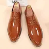 Dres Shoe Men Dress Dressing Office Leather Formal Men Classic Italian Elegant Brown Dres Sepatu Slip On High Heeled Shoes 220723