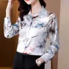 T-shirt Femme Chic Imprimé Chemises de bureau décontractées pour femmes Long Sle Soie Satin Mode Femmes Blouses 2024 Élégant Fe Tops Blusas Jer 240311