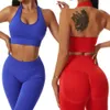 Abbigliamento da palestra senza cuciture Set allenamento yoga femminile due pezzi 2 pezzi reggiseno sportivo pantaloncini abiti estivi tute attive vestiti per le donne240311