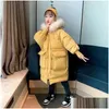 Down Coat Girls Padded Cotton Jacket Children Mid-Length Warm Fashion Big Fur Collar Snow Clothing For Kids Tz794 Drop Delivery Baby M Otpdx