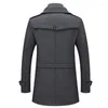 Men's Wool Winter And Autumn Long Windproof Fleece Jacket Casual Thick Slim-fitting Coat