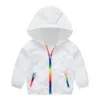 Tench casacos 2024 verão crianças roupas à prova de sol do bebê meninos meninas leve respirável zip-up jaqueta com capuz