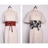 Etnische kleding Japanse traditionele kimono Brede riem Dames korset Bronzing Gedrukte sjerpbandjes Yukata Jurk Haori Obi Aziatische Hanfu Taille