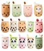 New Kawaii Small Size Cartoon Bubble Tea Cup Peluche Toys Funny Boba Pillow Stuffed Soft Strawberry Panda Milk Tea Cushion Bab50063