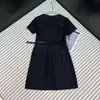 Vestidos casuais básicos designer high end 2024 verão novo vestido casual feminino de manga curta fz3e