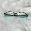 Occhiali da sole 1/2 pezzi Y2K da donna vintage piccoli occhiali ovali stile rosso verde montatura in vetro occhiali decorativi da esterno anti-blu occhiali da vista regali