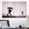 Banksy – décor mural couleur pluie, toile d'art, peinture, affiche de calligraphie, image imprimée, décoration de salon, maison, 12493