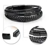 Bangle Fashion Classic Men's Leather Rope Bracelet Woven Ethnic Punk Metal Magnet Buckle Personality