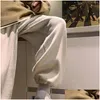 Men'S Pants Mens Pants Korean Version Of Loose Fitting Solid Color Wide Leg Sports Pocket Casual Straight Jogging Dstring Pant Drop D Dh01L