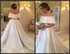 Moderne elegante trouwjurken off-shoulder rits terug vestodis de novia korte mouwen sweep trein witte formele bruidsjurken cus5594674