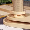 Solid Wood Pet Cat Turntable Scratch Pillar Board Sisal Climbing Frame Toy Balls Column Training Supplies Products Accessories 240227