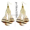 Charm Idealway 2 Colors Bohemian Antique Bronze Resin Beaded Feather Tassel Dangle Long Earrings For Women Jewelry Drop Deliv Dhgarden Dh5Fy