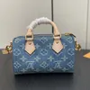 Explosão top feminino M82950 Digital exclusivo Azul Nan o Spee dy bolsa mais fofa pedra lavada jeans alças ombro lona bolsa de algodão pequena carteira com trava de dobra Global