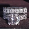 Anéis de luxo real prata esterlina anéis oval princesa conjunto anel de casamento feminino noivado eternidade jóias ldd240311