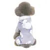 Dog Apparel Easy To Put On Pet Jumpsuit Stylish Winter Coral Fleece Pajamas Cartoon Pattern Four-leg Small