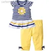 Clothing Sets Stripe Flower Baby Girls Clothes Sets Children Dress Tops Leggings Kids Pants Blouse Girl T-Shirt Short Pant Suit Cotton ldd240311