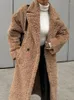 Manteau Long en laine d'agneau pour femme, manches à revers, poches, boutons, pardessus féminin, épais, chaud, vêtements d'extérieur, automne hiver