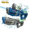 Gun Toys Leuchtende elektrische Wasserpistole Vollautomatische Dauerfeuer-Wasserpistole Interaktives Wasserspritzen Kinderspielzeug L240311