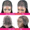 Wear Go Glueless Peruca 30 34 Polegada Osso Reto 13x6 HD Lace Frontal Peruca Cabelo Humano Pré Arrancado 6x4 Transparente HD Lace Front Wig 240228