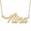 Nina namn halsband anpassad typskylt hänge för kvinnor flickor födelsedag present barn bästa vänner smycken 18k guld pläterad rostfritt stål