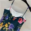 Basic Casual Dresses European And American Fashion Designer 2024 New Pink Yellow Floral Print Slim Fit Slimming Buttocks Wrapped Strap Otd0J