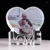 Marco de cristal personalizado con forma de corazón de amor, marco de fotos personalizado, regalo de boda para invitados, recuerdo de cumpleaños, San Valentín, Da306P