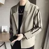 Herrenanzüge Mode Revers Knopf gespleißt lose koreanische Blazer Kleidung 2024 Herbst Casual Tops Langarm Allgleiches Blazer