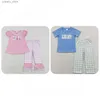 T-shirts Infant Kids Birthday Sleepwear Outfit Toddler Short Sleeves Embroidery Shirt Tops Children Plaid Pants Baby Boy Girl Set Pajamas L240312