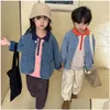 Jacken 2024 Modische Babyjacke Lässige Mantel Kinder Denim Top Jungen und Mädchen Frühling Herbst Koreanische Stil Strickjacke Drop Lieferung K OT6N3