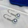 Stud 23020102 Diamondbox -Jewelry earrings ear studs GREY PEARL sterling 925 silver rhinestone Zirconia 8-9 mm AKOYA round pendant charm gift idea birthday party