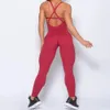 Womens Yoga Fitness Backless Overalls Bodysuit Fitness Rompers Sexy Sport Suit Leggings Jumpsuit Combinaison Gym Set 240301