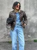 Giacche da donna Giacca vintage con stampa leopardata da donna con risvolto ampio manica lunga cappotto di jeans sottile moda donna primavera High Street capispalla