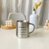 Tasses Tasse à café en acier inoxydable avec poignée 300 ml brèves lettres résistant à la chaleur ustensiles de cuisine pour enfants adultes