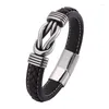 Bracelets de charme Bijoux pour hommes Bracelet en cuir marron Accessoires à la mode Fermoir magnétique en acier inoxydable Bracelet masculin Cadeau d'anniversaire SP0772