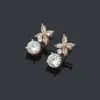 2023 Luxe diamanten stud merklogo graveren sieraden dame studs trendy designer oorbellen roestvrij staal zilver elagant vrouwen sma198h
