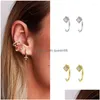 Stud Earrings Geometry Mini Square Hoop For Women Cz Sier Color Piercing Tragus Cartilage Cute Ear Jewelry Kbe375 Drop Delivery Dhw5G