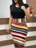 Vestido com bainha de flor com bloqueio de cor de outono Plus Size Roupas femininas